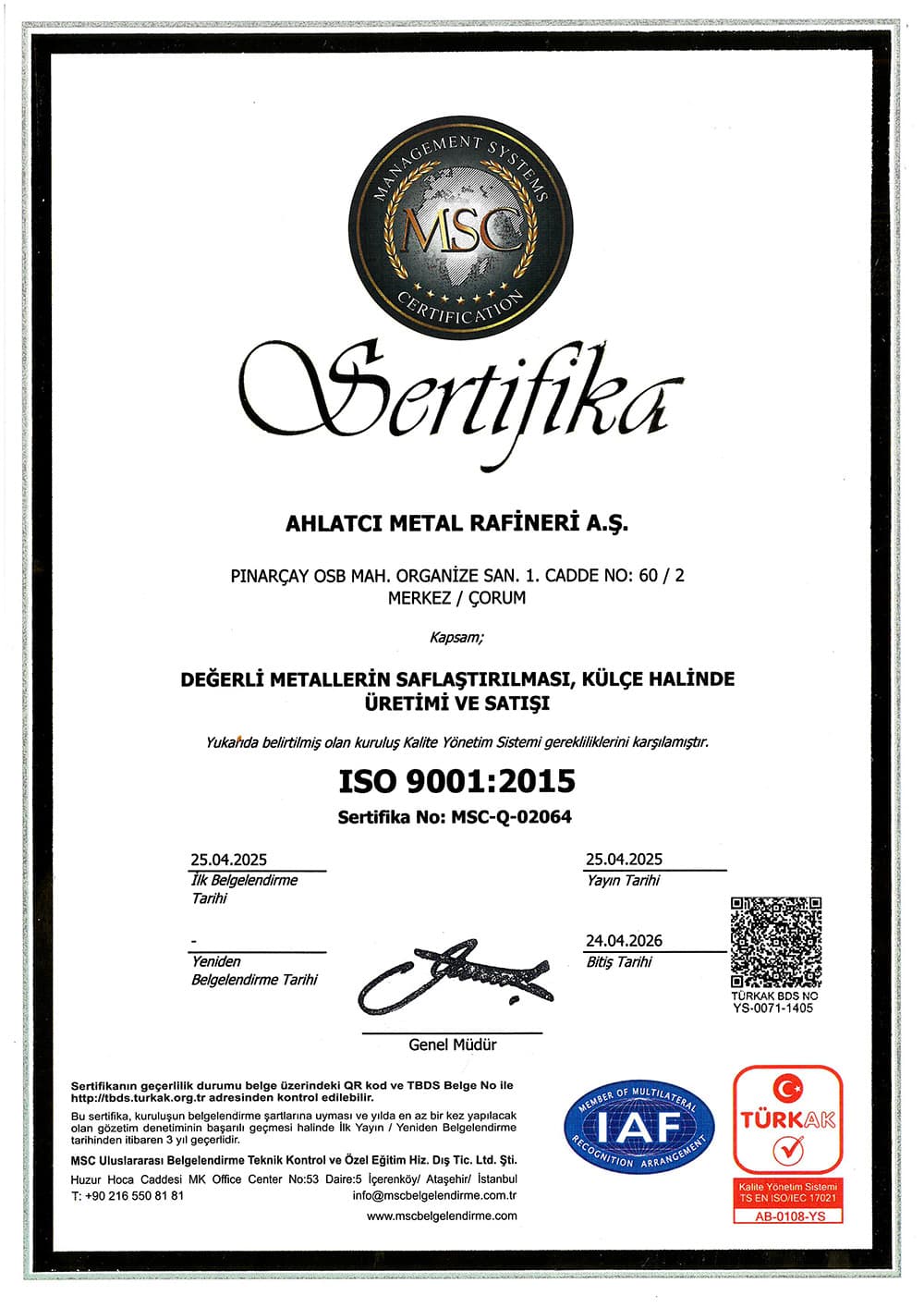 ISO 9001 : 2015